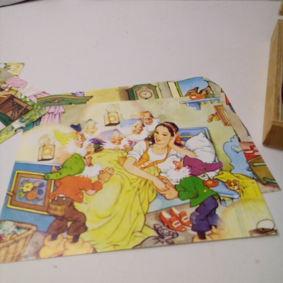 Vintage Brandie Wood Block Puzzle Nursery Rhymes Box - Picture 10 of 13